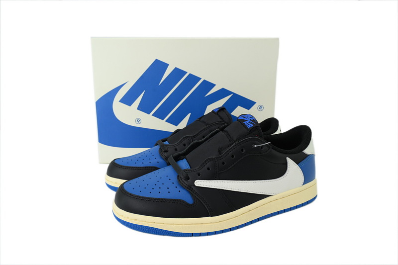 【BA9ZY】闪电3.0黑蓝 ZY版乔丹1代低帮 DM7866-014 FRAGMENT x Travis Scott x Air Jordan 1 Retro Low OG 'Black Blue'