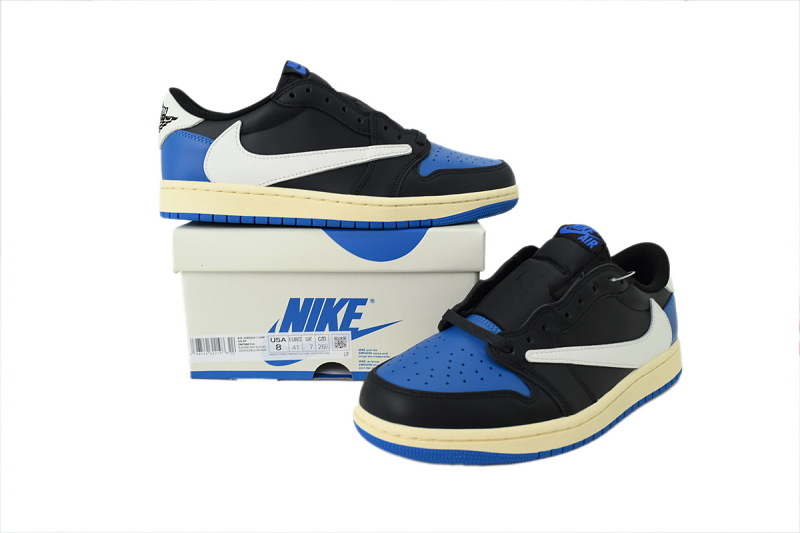 【BA9ZY】闪电3.0黑蓝 ZY版乔丹1代低帮 DM7866-014 FRAGMENT x Travis Scott x Air Jordan 1 Retro Low OG 'Black Blue'
