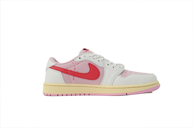 【AA1XH】粉色倒钩 乔丹1代低帮 IQ7604-101 Travis Scott x Air Jordan 1 Retro Low OG 'Sail Tropical Pink'