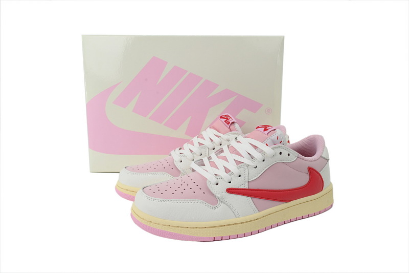 【AA1XH】粉色倒钩 乔丹1代低帮 IQ7604-101 Travis Scott x Air Jordan 1 Retro Low OG 'Sail Tropical Pink'
