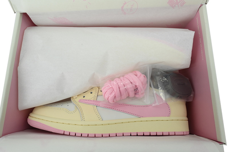 【CA1RN】浅粉倒钩 RN版乔丹1代低帮 IQ7604-100 Travis Scott x Air Jordan 1 Retro Low OG 'Muslin Pink'