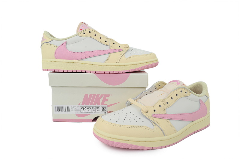 【CA1RN】浅粉倒钩 RN版乔丹1代低帮 IQ7604-100 Travis Scott x Air Jordan 1 Retro Low OG 'Muslin Pink'