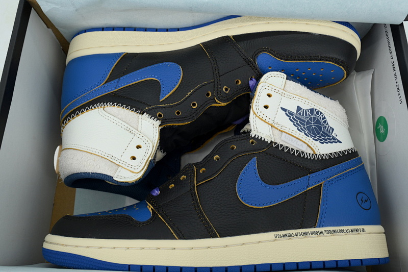 【EA7LR】闪电UN黑蓝 LJR版本乔丹1代 IO7847-001 Fragment Design x Union LA x Air Jordan 1 Retro High OG 'Sport Ro