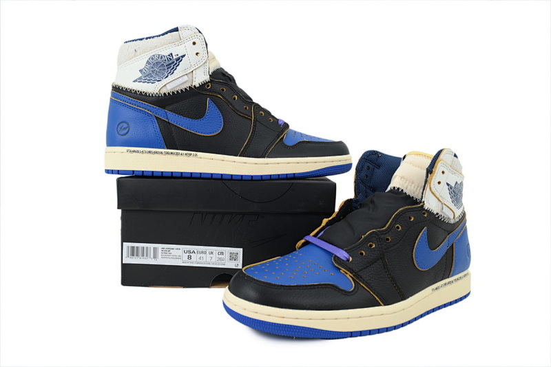 【EA7LR】闪电UN黑蓝 LJR版本乔丹1代 IO7847-001 Fragment Design x Union LA x Air Jordan 1 Retro High OG 'Sport Ro