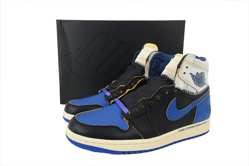 【EA7LR】闪电UN黑蓝 LJR版本乔丹1代 IO7847-001 Fragment Design x Union LA x Air Jordan 1 Retro High OG 'Sport Ro