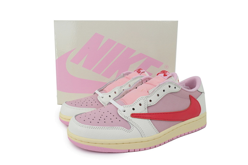 【EA5LR】粉红白倒钩 LJR版本乔丹1代  IQ7604-101 Travis Scott x Air Jordan 1 Low Rice Noodles Barb