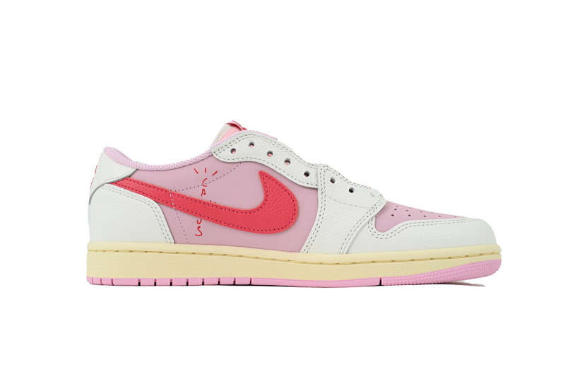 【EA5LR】粉红白倒钩 LJR版本乔丹1代  IQ7604-101 Travis Scott x Air Jordan 1 Low Rice Noodles Barb