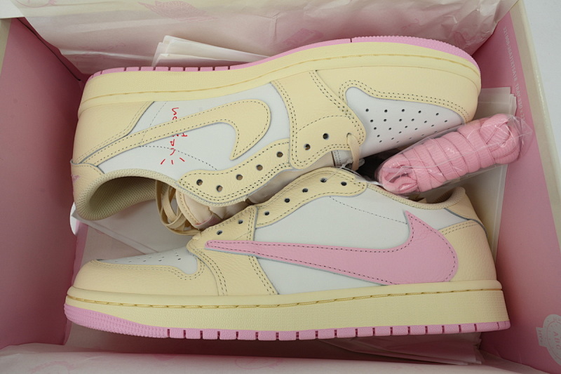 【EA5LR】米粉倒钩  LJR版本乔丹1代 IQ7604-100 Travis Scott x Air Jordan 1 Low Reverse Hook Powder