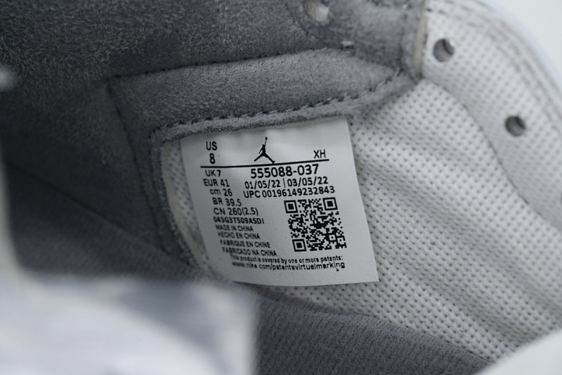 【BA2ZY】34复古白灰 ZY版乔丹1代 555088-037 Air Jordan 1 Retro High OG 'Stealth'