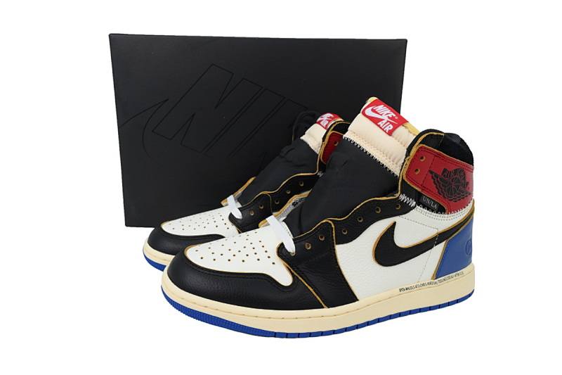 【DA0OG】UN红闪电 OG版乔丹1代复古篮球鞋 IO7847-002 Union LA x Air Jordan 1 Retro Black White Blue