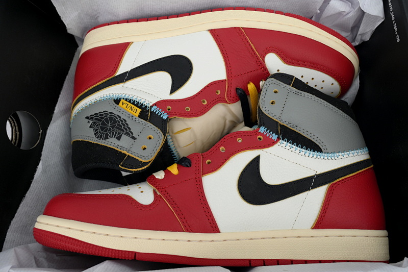 【DA3RN】UN灰红拼接  RN版乔丹1代  HV8563-600 Union LA x Air Jordan 1 Retro High OG SP 'Chicago Shadow'