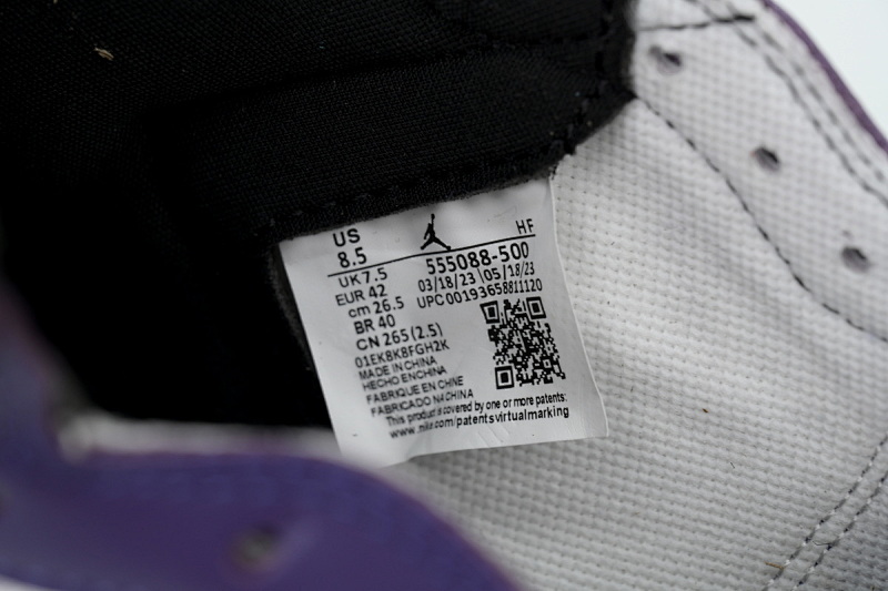 【BA2ZY】白紫  ZY版乔丹1代 555088-500 Air Jordan 1 High OG “Court Purple”