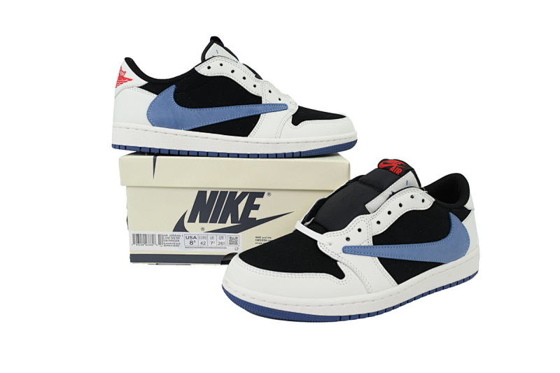 【BA9ZY】黑白蓝 ZY版乔丹1代低帮 DM7866-040 Travis Scott x Air Jordan 1 Low Black White Blue