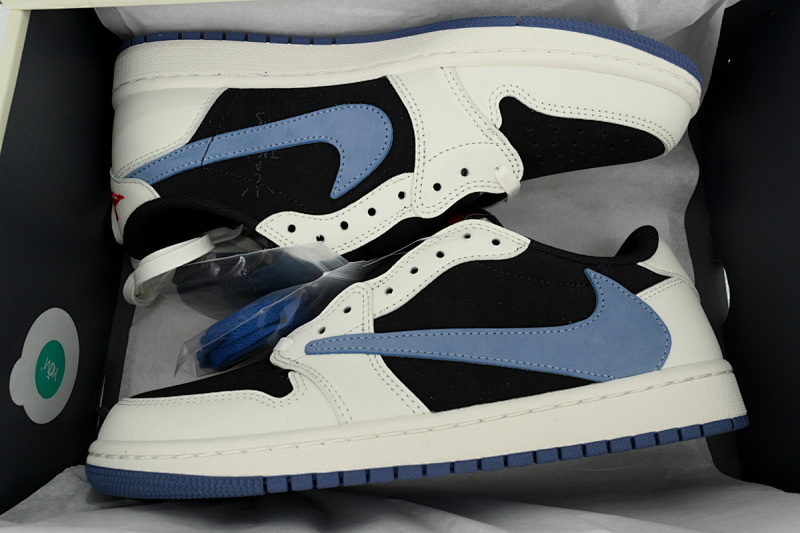 【BA9ZY】黑白蓝 ZY版乔丹1代低帮 DM7866-040 Travis Scott x Air Jordan 1 Low Black White Blue