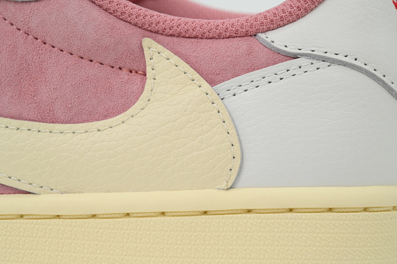 【BA9ZY】粉倒勾低 ZY版乔丹1代低帮 DM7866-600 Travis Scott x Air Jordan 1 Low OG White Pink