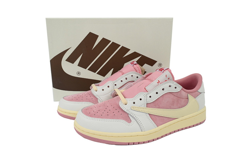 【BA9ZY】粉倒勾低 ZY版乔丹1代低帮 DM7866-600 Travis Scott x Air Jordan 1 Low OG White Pink