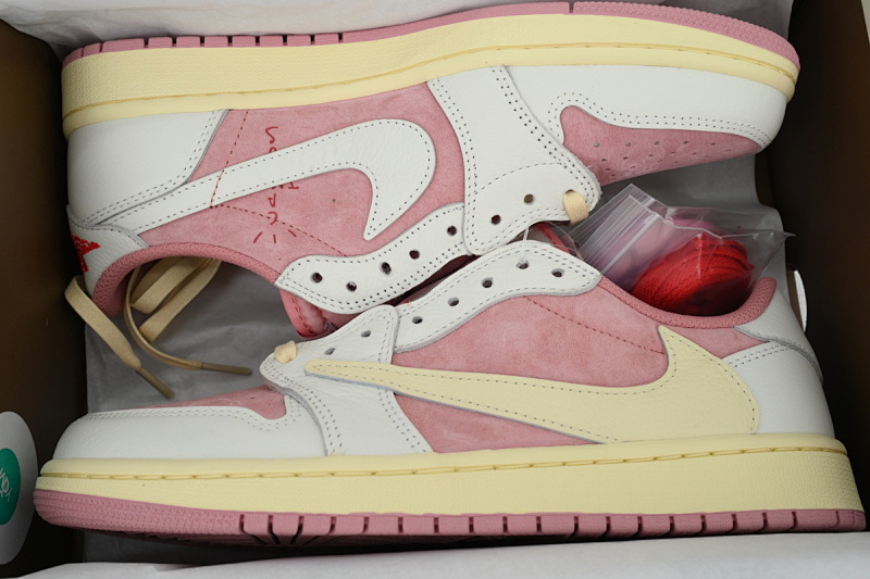 【BA9ZY】粉倒勾低 ZY版乔丹1代低帮 DM7866-600 Travis Scott x Air Jordan 1 Low OG White Pink