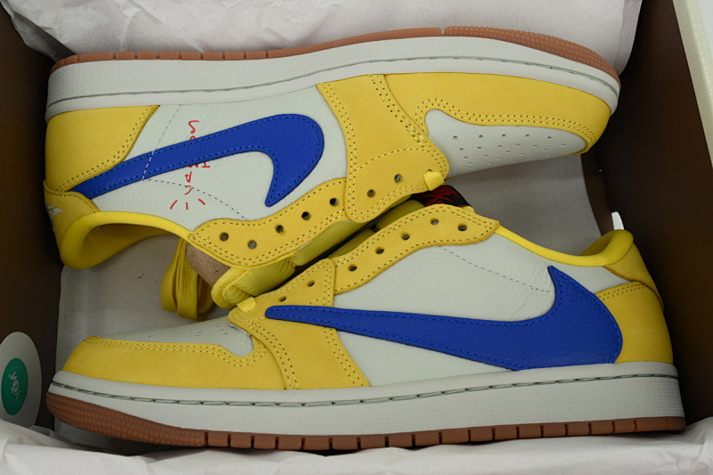 【BA9ZY】黄倒钩  ZY版乔丹1代低帮 DZ4137-700 Travis Scott x Air Jordan 1 Low OG Canary
