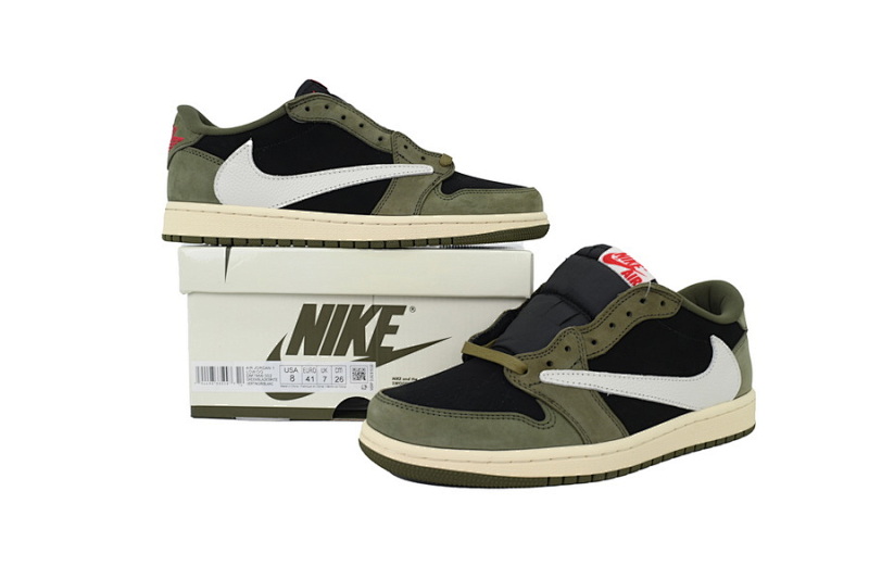 【BA9ZY】绿白黑  ZY版乔丹1代低帮 DM7866-002 Travis Scott x Air Jordan 1 Low OG SP 'Black Olive'