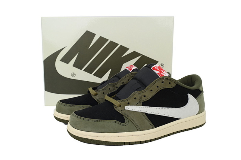 【BA9ZY】绿白黑  ZY版乔丹1代低帮 DM7866-002 Travis Scott x Air Jordan 1 Low OG SP 'Black Olive'