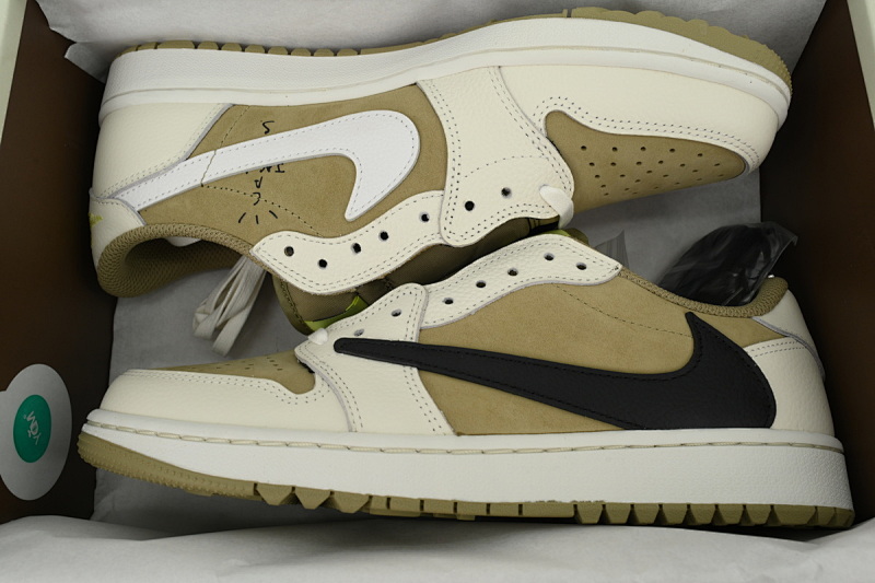 【BA9ZY】高尔夫  ZY版乔丹1代低帮   FZ3124-200 Travis Scott x Air Jordan 1 Low Black, White, Green