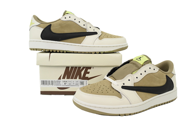 【BA9ZY】高尔夫  ZY版乔丹1代低帮   FZ3124-200 Travis Scott x Air Jordan 1 Low Black, White, Green