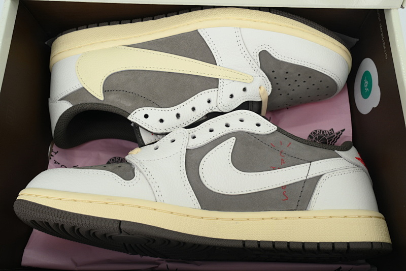 【BA9ZY】白棕 ZY版乔丹1代低帮  DM7866-162 Travis Scott x Air Jordan 1 Low White Brown Barb