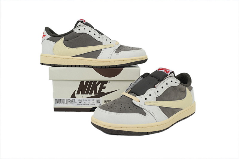 【BA9ZY】白棕 ZY版乔丹1代低帮  DM7866-162 Travis Scott x Air Jordan 1 Low White Brown Barb