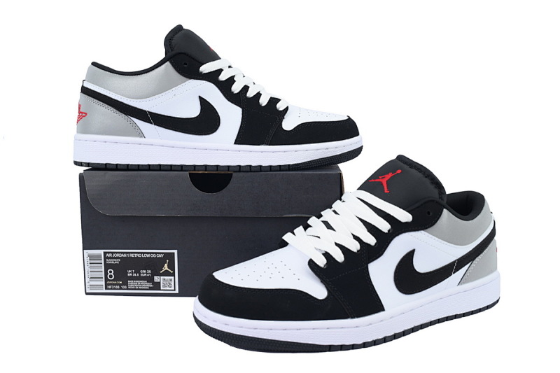 【AA1XH】低反光黑白灰 乔丹1代低帮 HF3188-106 Air Jordan 1 Low 'White Fire Red Black Matte Silver'