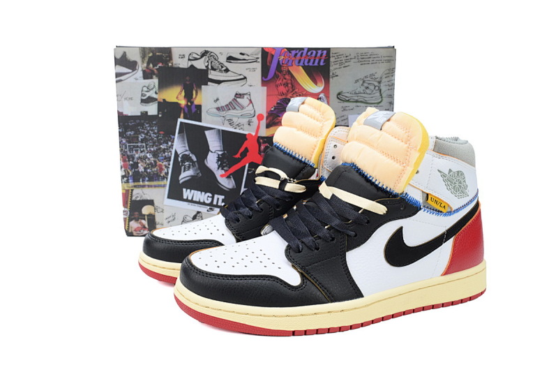 【BA7XH】米白黑联名 乔丹1代复古篮球鞋 BV1300-106 Union X Air Jordan 1 OG Hi Retro“Black Toe”
