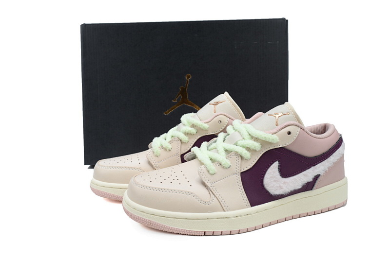 【AA1AQ】枣红粉勾 乔丹1代低帮 FZ3928-200 Air Jordan 1 Low SE GS 'Fur Swoosh'