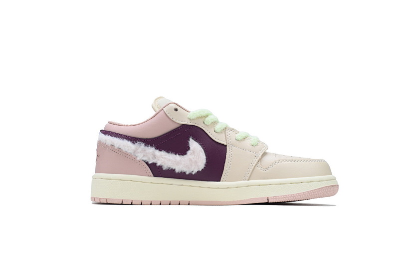 【AA1AQ】枣红粉勾 乔丹1代低帮 FZ3928-200 Air Jordan 1 Low SE GS 'Fur Swoosh'