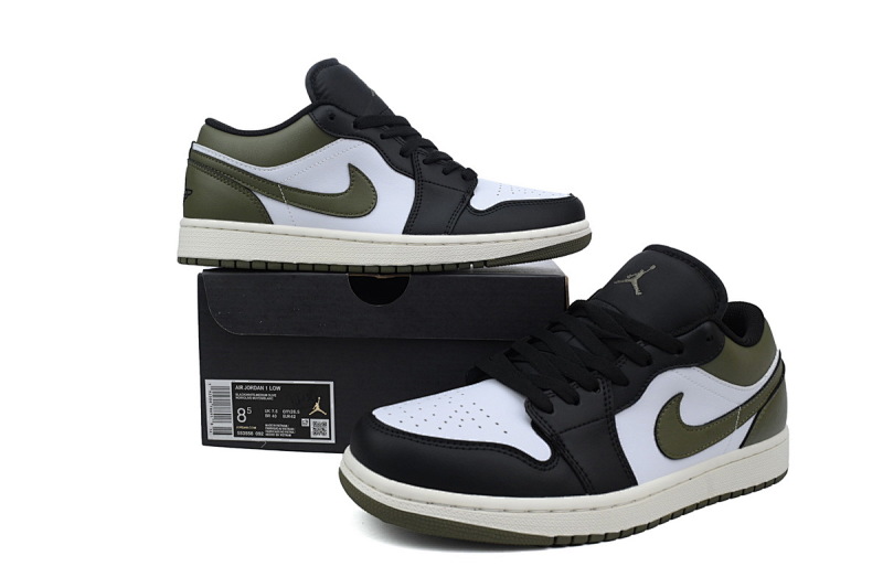【AA1XH】黑白绿 乔丹1代低帮 553558-092 Air Jordan 1 Low 'Black Toe Medium Olive'