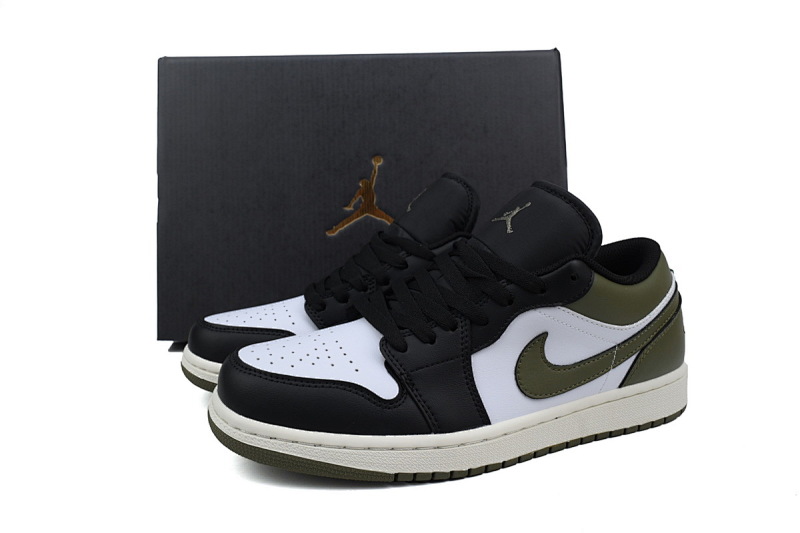【AA1XH】黑白绿 乔丹1代低帮 553558-092 Air Jordan 1 Low 'Black Toe Medium Olive'