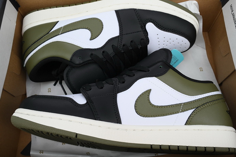 【AA1XH】黑白绿 乔丹1代低帮 553558-092 Air Jordan 1 Low 'Black Toe Medium Olive'