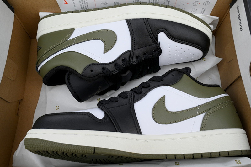 【AA1AQ】白军绿 乔丹1代低帮 553558-092 Air Jordan 1 Low 'Black Toe Medium Olive'