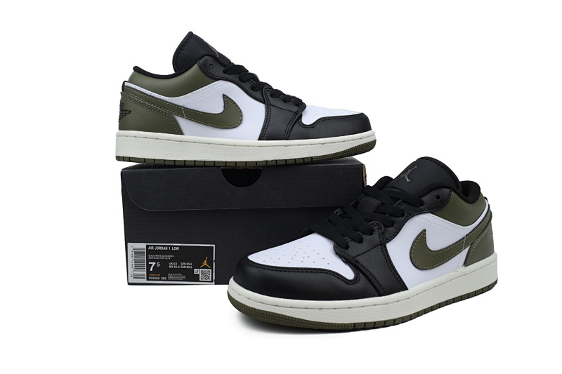 【AA1AQ】白军绿 乔丹1代低帮 553558-092 Air Jordan 1 Low 'Black Toe Medium Olive'