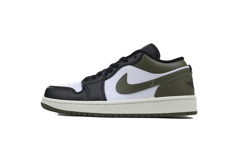 【AA1AQ】白军绿 乔丹1代低帮 553558-092 Air Jordan 1 Low 'Black Toe Medium Olive'