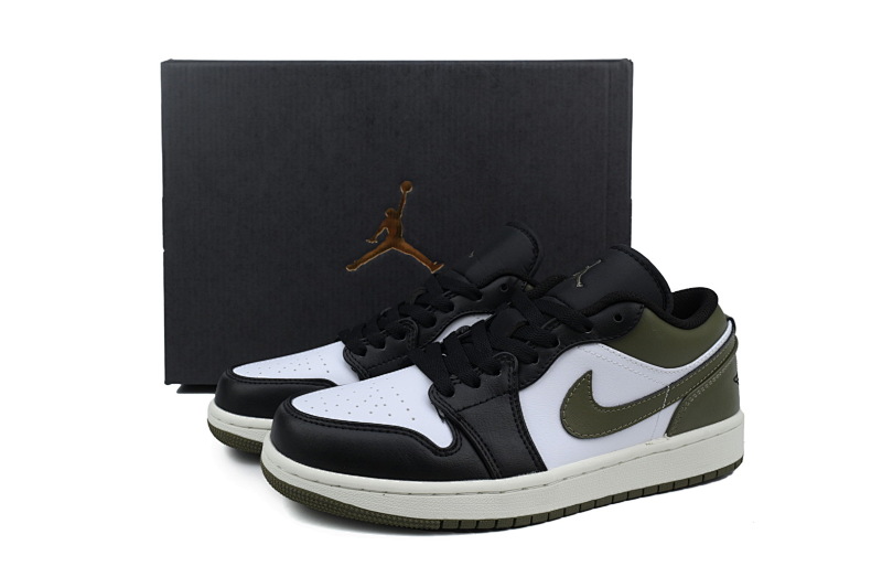 【AA1AQ】白军绿 乔丹1代低帮 553558-092 Air Jordan 1 Low 'Black Toe Medium Olive'
