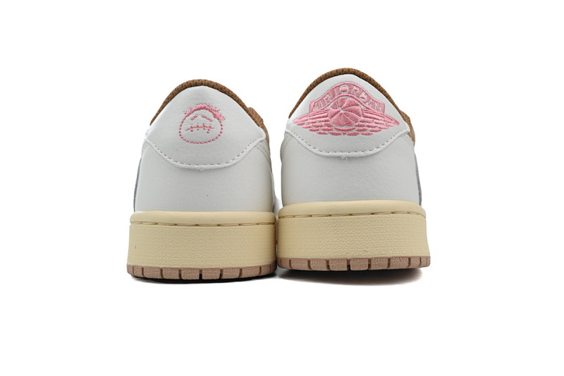 【BA5AQ】棕粉倒勾 乔丹1代低帮 DM7866-106 Travis Scott x Air Jordan 1 Low OG Sail Shy Pink