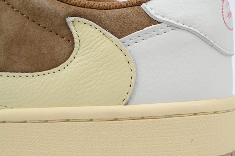 【BA5AQ】棕粉倒勾 乔丹1代低帮 DM7866-106 Travis Scott x Air Jordan 1 Low OG Sail Shy Pink