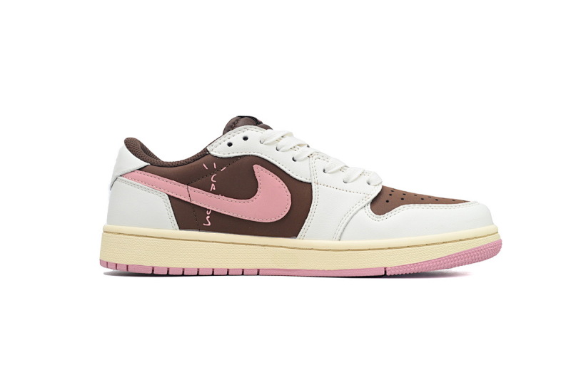 【AA1XH】棕粉倒勾 乔丹1代低帮 DZ4137-206 Travis Scott x Air Jordan 1 Low OG SP Dark Pony Pink