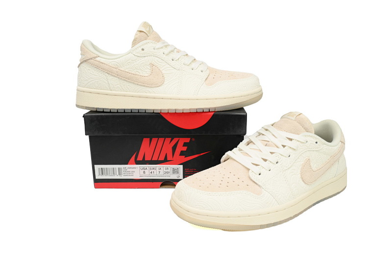 【AA1XH】浮雕白 乔丹1代低帮 FZ0455-200 Chris Paul x Air Jordan 1 Low OG “Give Them Flowers”