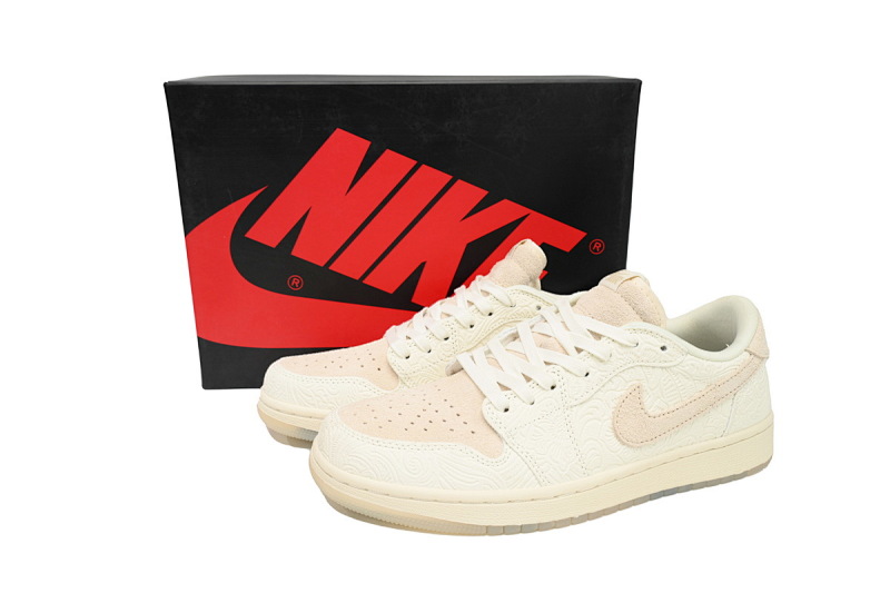 【AA1XH】浮雕白 乔丹1代低帮 FZ0455-200 Chris Paul x Air Jordan 1 Low OG “Give Them Flowers”