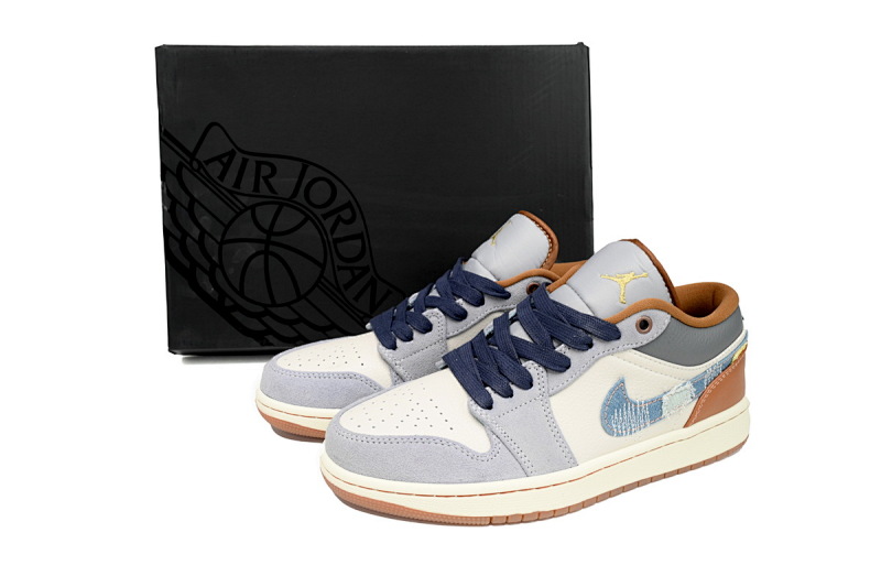 【AA1AQ】牛仔棕 乔丹1代低帮 FZ5046-041  Jordan 1 Low SE GS 'Sashiko'