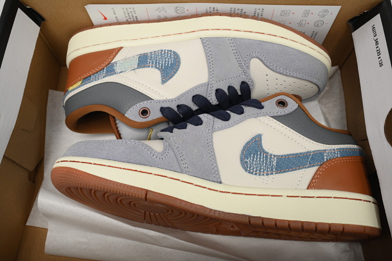 【AA1AQ】牛仔棕 乔丹1代低帮 FZ5046-041  Jordan 1 Low SE GS 'Sashiko'