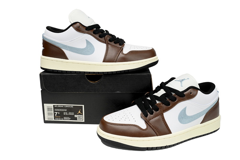 【AA1AQ】灰白棕 乔丹1代低帮 FQ8156-142  Air Jordan 1 Low SE GS 'Mocha Blue Grey'