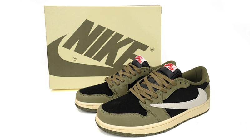 【AA1XH】7.0绿倒勾 乔丹1代低帮 DM7866-002 Travis Scott x Air Jordan 1 Low OG "Black Olive"