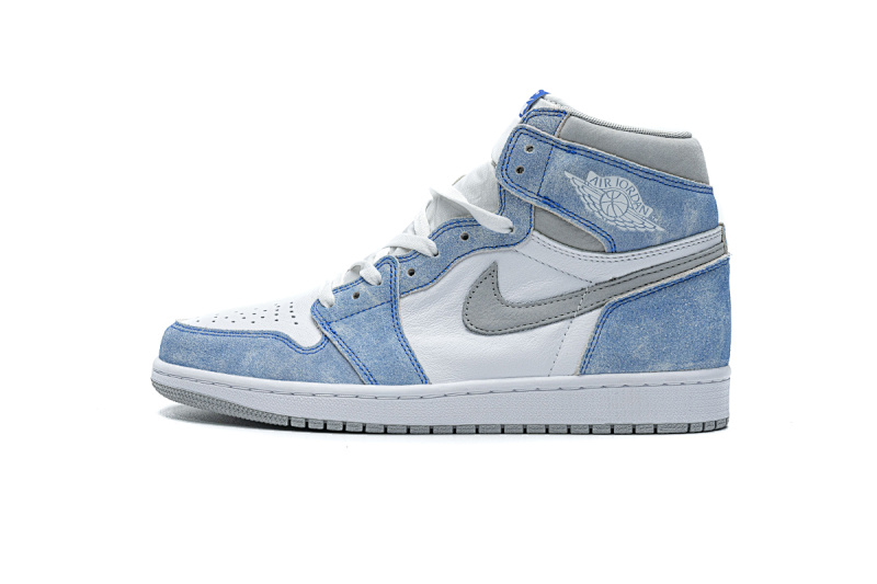 【BA7XH】水洗白蓝 东莞版乔丹1代篮球运动鞋 555088-402 Air Jordan 1 High OG GS Wash North Carolan