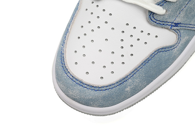 【BA7XH】水洗白蓝 东莞版乔丹1代篮球运动鞋 555088-402 Air Jordan 1 High OG GS Wash North Carolan
